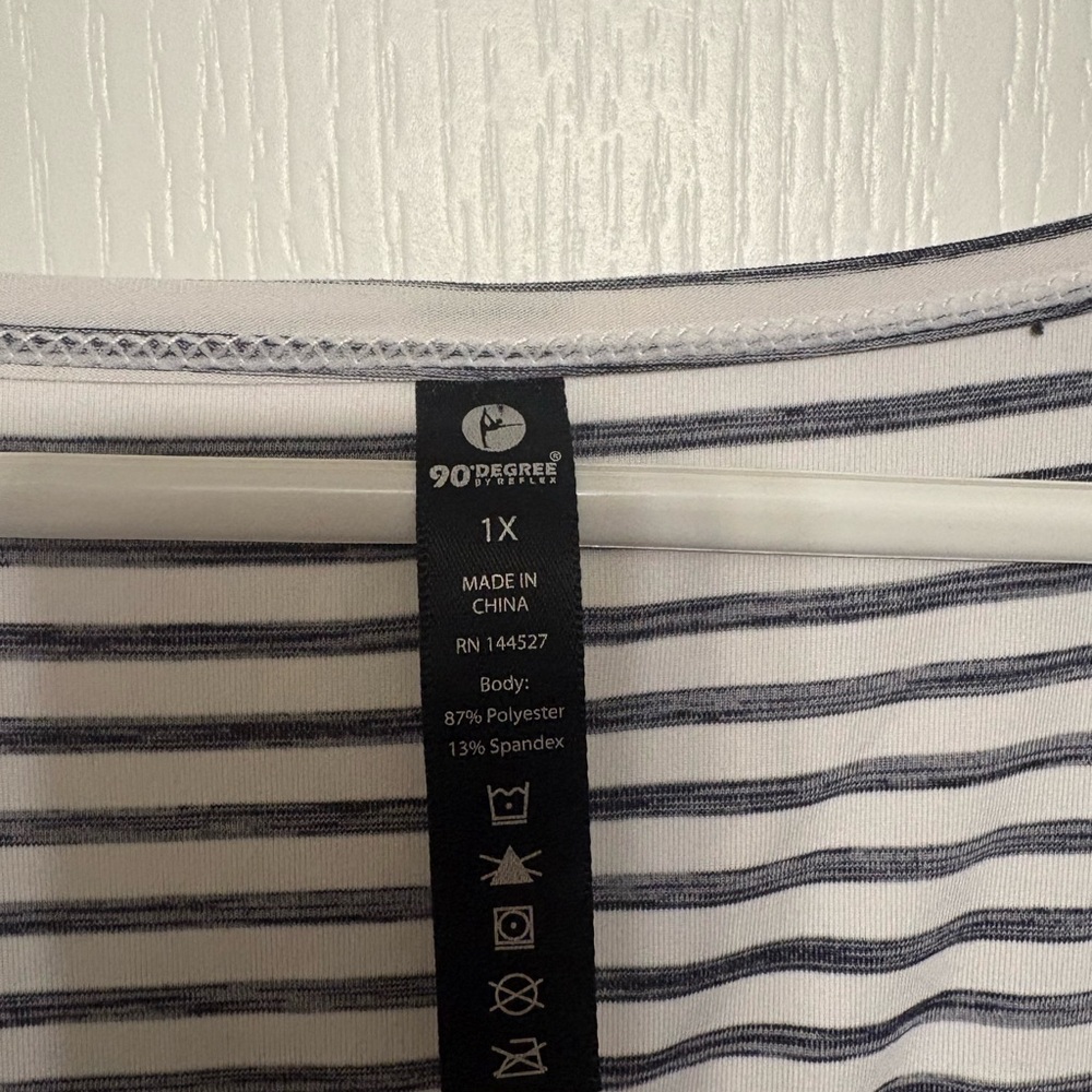 90 Degree By Reflex Women's Black and White Striped Tee - Picture 3 of 6